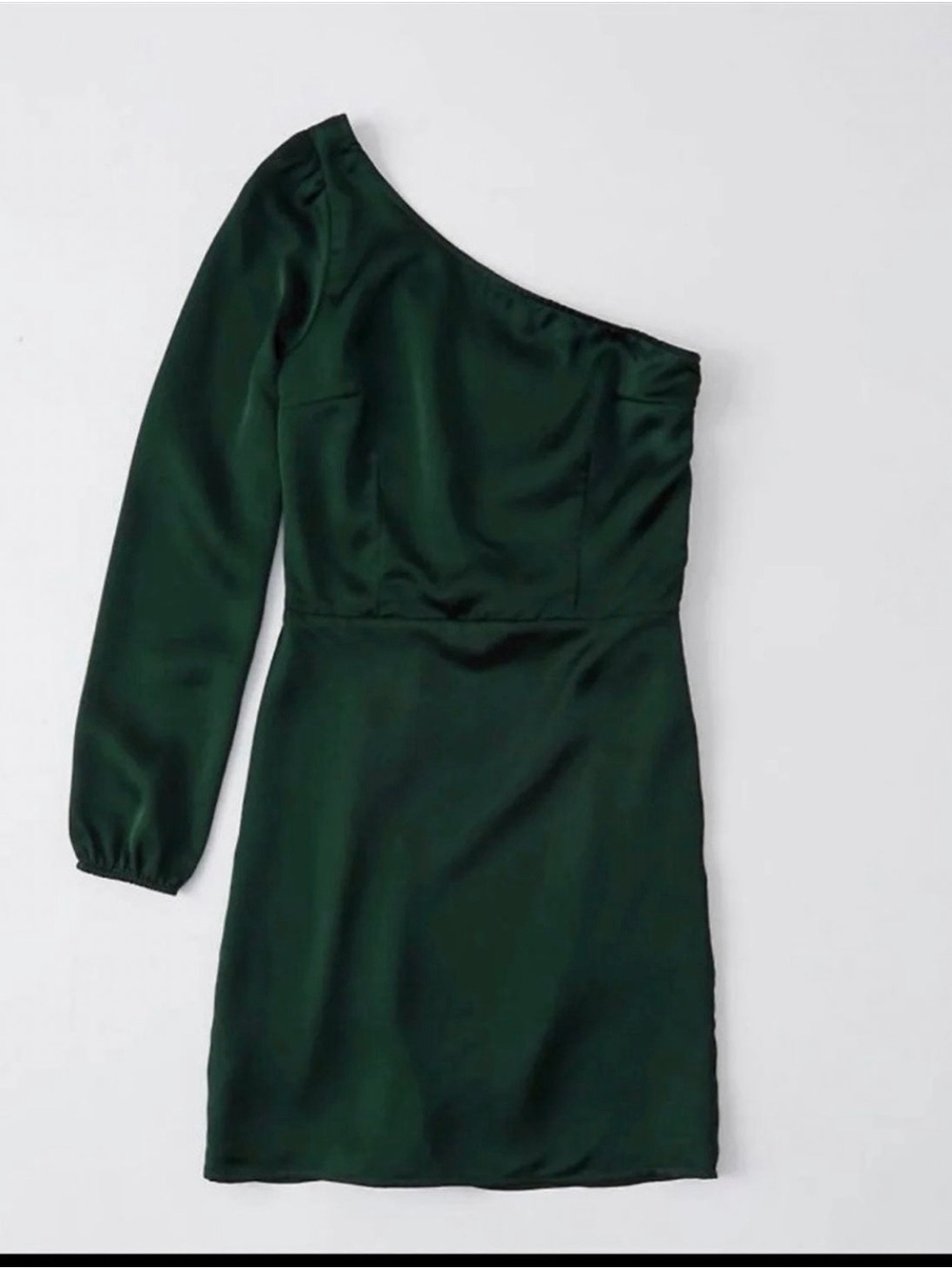 Abercrombie & Fitch Green Satin One Shoulder Mini Dress Women’s Size L EUC
